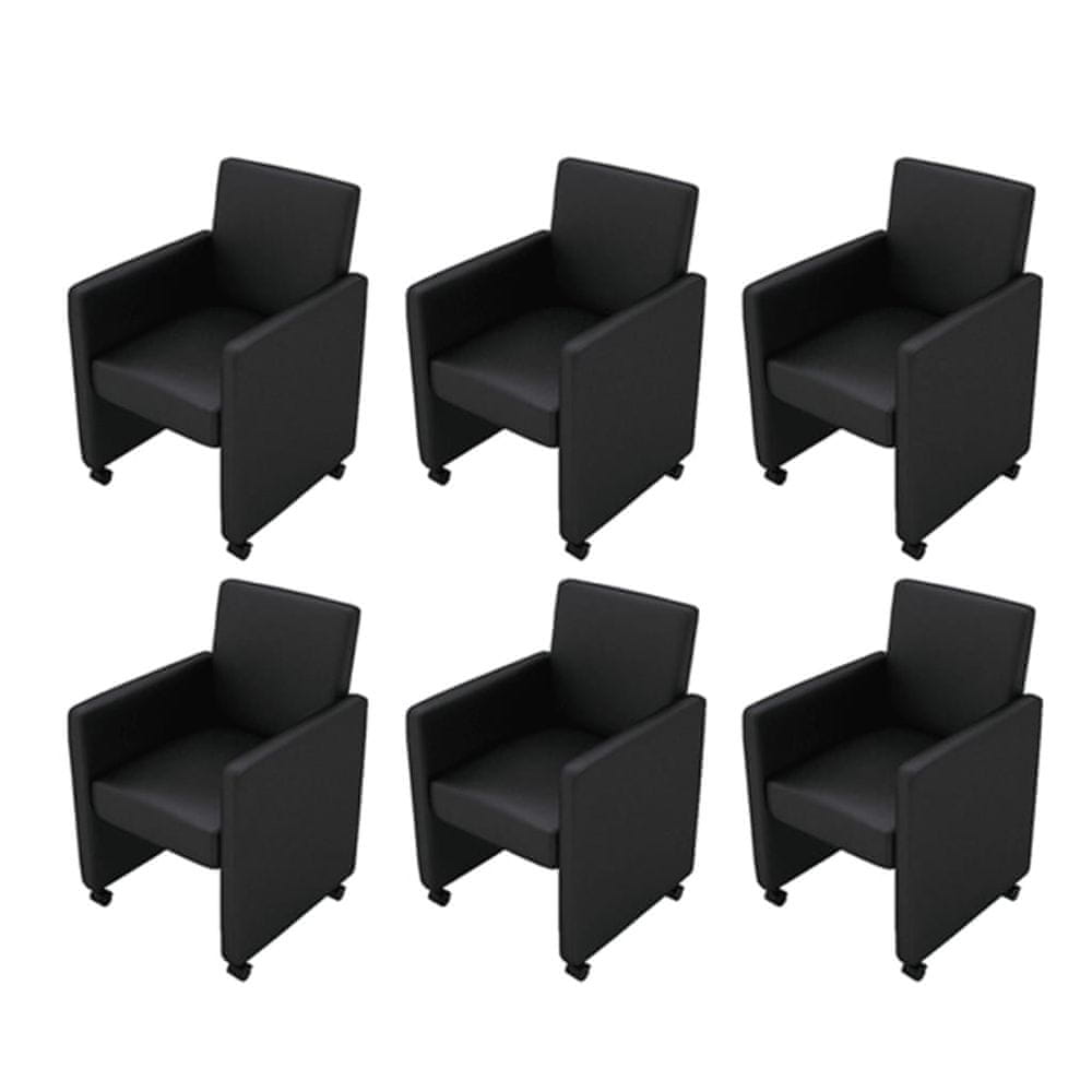 Vidaxl Jedálenské stoličky 6 ks, čierne, umelá koža